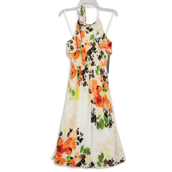 NWT Nicole Miller Women's Floral Print Halter Neck Fit & Flare Midi Dress - Picture 4 of 7